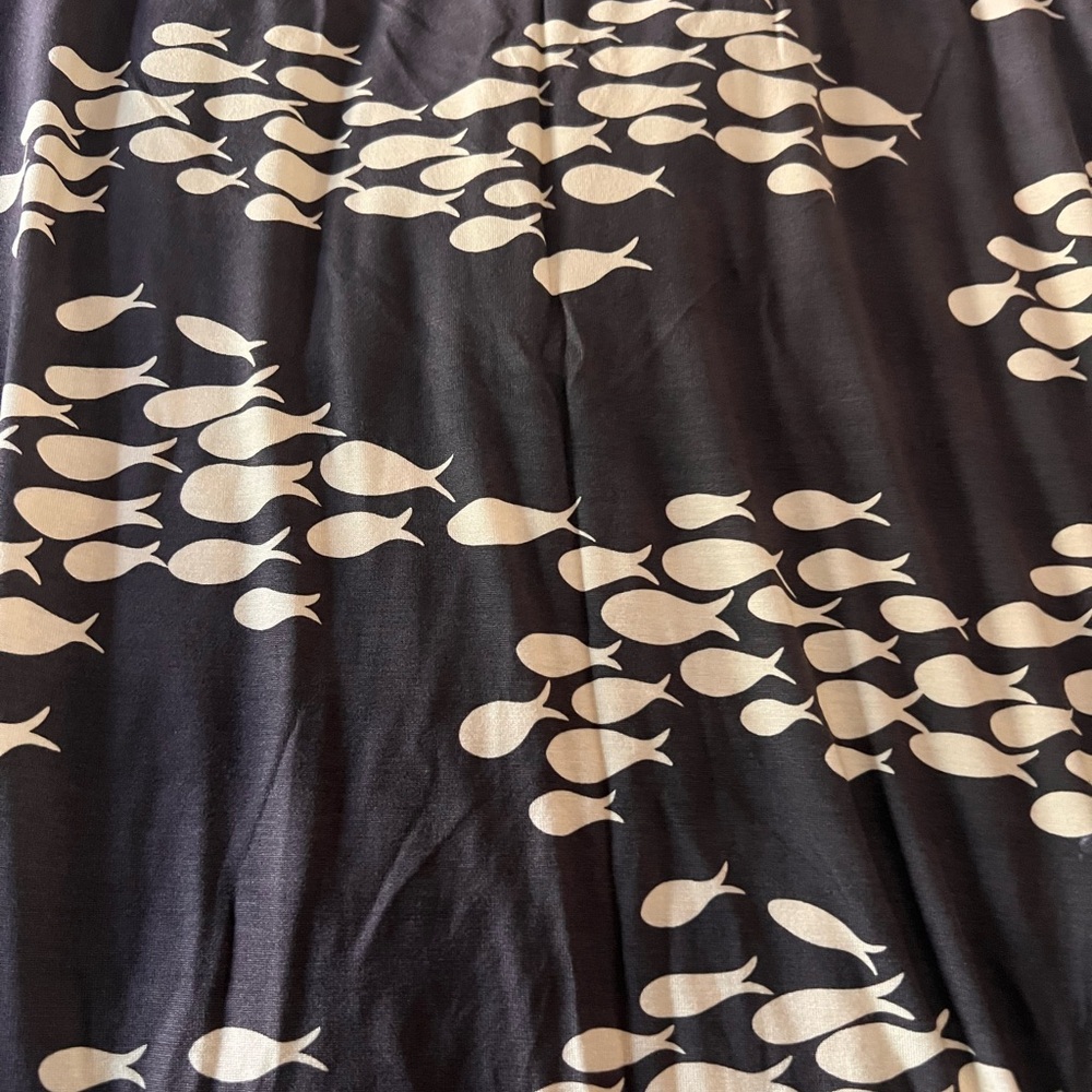 Ava Sky Gray Toupe and Cream Fish Print Midi Skirt Size XL - Picture 2 of 4